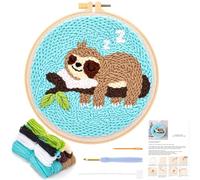 JSRQT Kit Aguja Perforadora Ranura Aguja Punch Needle Kit de Bordado con Aguja Perforada con Instrucciones Kit de Arranque Punch Needle para Adultos Principiantes Kit de Iniciación para Bordado
