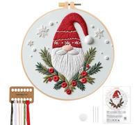 JSRQT Kit Bordado Principiantes Christmas Bordar a Mano Navidad Cross Stitch Herramienta de Punto Cruz Navideño Inicio para Niños Adulto Mujer Embroidery Práctica Starter Hilos Colores y Herramientas