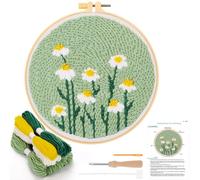 JSRQT Kit de Bordado con Aguja Perforada,Kit de Arranque Punch Needle para Adultos Principiantes,Kit de Iniciación para Bordado(Flores y Plantas)
