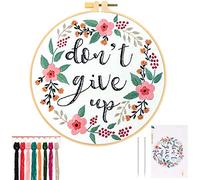 JSRQT Kit de Inicio de Bordado, Kit de Bordado para Principiantes con Patrón Floral Inspirador, Kit de Bordado a Mano incluye Juego de Herramientas de Bordado con Agujas e Hilos de Bordar, Instrucción