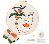 JSRQT Kits de Bordado de Aguja de Perforación, Punch Needle Kit de Iniciación de Bordado con Patrón de Mujeres y Flores, Kit de Aguja Perforadora para Principiantes con Herramientas e Instrucciones