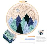 JSRQT Kits de Iniciación de Bordado de Aguja de Perforación,Kit de Aguja Perforadora Bordado con Patrón de Bosque,Kit de Arranque Punch Needle para Adultos Principiantes