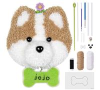 JSRQT Punch Needle Kit, Kit de Bordado Principiantes Perro, Aguja Perforadora, Aguja Magica de Bordar para Adultos, Embroidery Iniciación Perforada, Arranque, Bricolaje Herramienta Punto Cruz Regalo