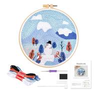 JSRQT Punch Needle Kit, Punch Needle, Kit Bordado Principiantes MuñEco de Nieve, Aguja Magica de Bordar para Adultos Principiantes, Embroidery Kits Perforadora, Arranque Punto de Cruz
