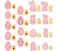 JSTHHTT 17 Piezas Cortadores Galletas Pascua, Cortador de Galletas de Plástico 3D, Moldes Galletas de Pascua, para Simular Conejos, Huevos, Gallinas