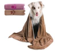 JSTHHTT 2 pcs Toallas de Baño de Perros, Bayeta Ultra Absorbente, Toalla Perro Secado rapido, Toalla Suave para Perros, Albornoz de Microfibra para Todos los Perros(Traje marrón/Rosa)