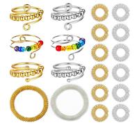 JSTHHTT 20 Pcs Anillo Antiestres Mujer, Anillos Giratorios Ajustables, Regalos Ideal para Mujeres Hombre