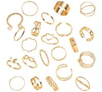 JSTHHTT 22 Piezas Vintage Nudillos Anillos Set, Anillos Ajustables De Oro Para Nudillos, Joyas Apilables, Accesorios De JoyeríA, Anillo De Apilamiento, Aneis AçO InoxidáVel Mulher Anillo Pie Para Muje