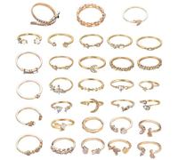 JSTHHTT 32 Piezas Anillos Mujer, Anillo Mujer Oro, Anillos de Oro Para Nudillos, Anillos Mujer Acero Inoxidable, Joyas Apilables, Anillos Ajustable, para Mujeres, Niñas