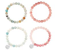 JSTHHTT 4pcs Pulsera de Piedras Naturales, Pulseras de Piedra Para Mujer, Pulsera Hombre, Cadena de Piedra Natural, Regalo De Joyería, Cumpleaños Regalos