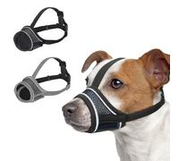 JSTHHTT Bozal para Perros 2 Piezas, Bozal para Perros Mediano, Bozal Suave para Perros, Bozal Lazo Ajustable, para Perros Pequeños Medianos Grandes (L, Negro Plata)