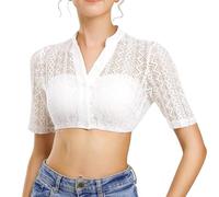 JSTHHTT Dirndl Blusa Mujer, Oktoberfest Blusa Blanco, Color Blanco, Cuello en V, Trachten Blusa Sexy, Blusas Dirndl Sexy, Clásico y Versátil, para Oktoberfest, Fiesta Carnaval, o para Llevar a Diario