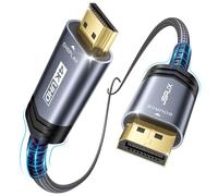 JSUAX Câble Vidéo DisplayPort vers HDMI Masculin Tressé Nylon y DP Masculin vers HDTV FHD pour Bureau, Projeteur, AMD, NVIDIA, HP, ThinkPad - 10 pies