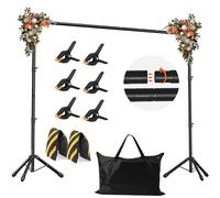 JSungo Soporte de telón de Fondo, Soporte de Fondo Ajustable de 10 x 7.5 pies para Fiestas, Estudio fotográfico de Video, Soporte de Fondo portátil con Bolsa de Transporte, 6 Abrazaderas de telón de