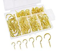 JSUOEO Ganchos para techo, 130 unidades, ganchos de acero inoxidable, ganchos de gancho de cristal, ganchos de metal (dorado)