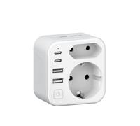 JSVER Adaptador de Viaje para Japón, Enchufe de Viaje Bidireccional con 4 Puertos USB (2 A y 2 C), Adaptador Compacto Tipo A para Conectar Desde España a Japón,EE. UU.,México,Canadá(Blanco)