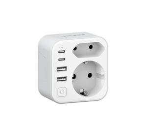 JSVER Adaptador de Viaje para Japón, Enchufe de Viaje Bidireccional con 4 Puertos USB (2 A y 2 C), Adaptador Compacto Tipo A para Conectar Desde España a Japón,EE. UU.,México,Canadá(Blanco)