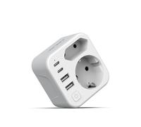 JSVER Adaptador Enchufe Suiza, Enchufe de Viaje Suiza con 2 USB y 2 USB C,Adaptador Enchufe Español a Suizo Tipo J para Suiza, Maldivas, Ruanda, Liechtenstein