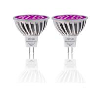 JSVSAL Paquete de 2 bombillas de 6W para crecimiento de plantas, lámpara de crecimiento de espectro completo, MR16 GU5.3 AC/DC12 V, bombilla LED para cultivo de plantas al aire libre, luz morada