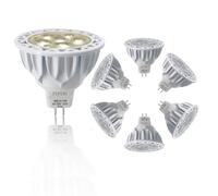 JSVSAL Paquete de 6 bombillas LED MR16 regulables de 5 W, equivalente a halógeno de 50 W, blanco natural de 4000 K, AC/DC 12 voltios, base GU5.3 bipin, iluminación de punto de 40 grados para