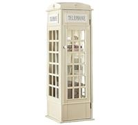 JSWHYBD Estantería de Madera Maciza Estilo Cabina telefónica - Librería de Madera de diseño Creativo con Puertas y Almacenamiento para CD de Estilo Vintage Beige 14 * 14 * 44in