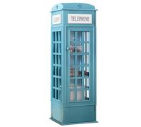 JSWHYBD Estantería de Madera Maciza Estilo Cabina telefónica - Librería de Madera de diseño Creativo con Puertas y Almacenamiento para CD de Estilo Vintage Blue 14 * 14 * 44in