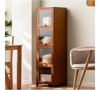 JSWHYBD Gabinetes De Almacenamiento De Cocina Gabinetes Gabinetes De Almacenamiento De Cocina con Ranuras Solapa Transparente Tamaño Reducido Material Acrílico Marrón 30 * 32 * 140cm B