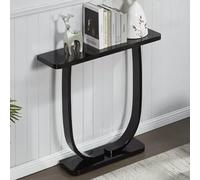 JSWHYBD Mesa Consola de Madera Maciza de Primera Calidad, diseño Curvo Minimalista Moderno, Pasillo, decoración de Entrada del hogar y Estante de Almacenamiento Black 120 * 23 * 80cm