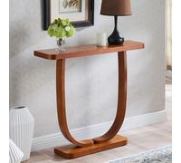 JSWHYBD Mesa Consola de Madera Maciza de Primera Calidad, diseño Curvo Minimalista Moderno, Pasillo, decoración de Entrada del hogar y Estante de Almacenamiento Light Walnut 80 * 23 * 80cm