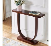 JSWHYBD Mesa Consola de Madera Maciza de Primera Calidad, diseño Curvo Minimalista Moderno, Pasillo, decoración de Entrada del hogar y Estante de Almacenamiento Dark Walnut 120 * 23 * 80cm