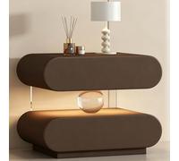 JSWHYBD Mesita de Noche de Madera con cajón Oculto y luz con Sensor de Movimiento: Mesa Auxiliar de Dormitorio de diseño Creativo con Acento de Esfera de Cristal Dark Brown 45 * 40 * 48cm