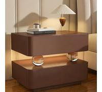 JSWHYBD Mesita de Noche de Madera Maciza con Sensor de luz - Diseño Creativo de Bola de Cristal - Mesa Auxiliar de Dormitorio con Dos cajones - No Requiere ensamblaje Dark Brown 50 * 40 * 48cm