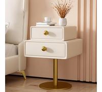 JSWHYBD Mesita de Noche Moderna y Creativa con Giro de 360° - Mesita Auxiliar de Dormitorio de Madera Maciza con Dos cajones y Soporte de Acero al Carbono 1 50 * 40 * 60cm