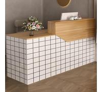 JSWHYBD Mostrador de recepción con cajones y gabinetes, Moderno y Elegante mostrador de Madera, Adecuado para pequeños Salones, Salones de Belleza, Tiendas minoristas y oficinas F1 100cm/39in