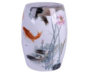 JSWHYBD Taburete de cerámica de Estilo Chino, taburetes de jardín clásicos, cocidos a Alta Temperatura con Patrones exquisitos, adecuados para tocador, Balcones y Salas de Estar. A