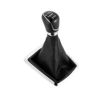 JSYALMSLW Pomo Con Cubierta Pomo Del Cambio Manual 5 Velocidades/6 Velocidades Con Estilo Para Ford Para Focus 2 MK2 FL C-MAX 2006-2011 Cuero/ABS Negro/Plata De Cambios 1 Ud(Black 6 Speed)