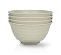 JSYMJSY Juego de 4 cuencos de plástico resistentes a roturas, 1000 ml, cuenco ligero de plástico para cereales, sopas, aperitivos, ensaladas, arroz, pasta, beige, Φ17 cm