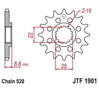 JT DRIVE CHAIN PIÑONES JT Piñón delantero estándar de acero 1901 - 520