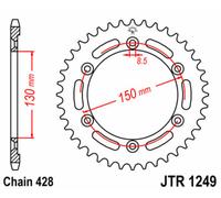 JT SPROCKETS Corona de acero estándar 1249 - 428