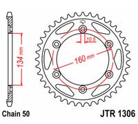 JT SPROCKETS Corona de acero estándar 1306 - 530
