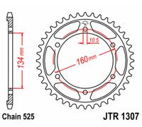 JT SPROCKETS Corona de acero estándar 1307 - 525