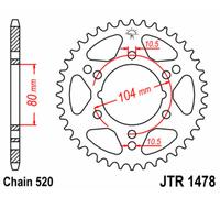 JT SPROCKETS Corona de acero estándar 1478 - 520