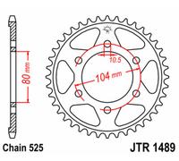 JT SPROCKETS Corona de acero estándar 1489 - 525