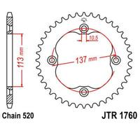 JT SPROCKETS Corona de acero estándar 1760 - 520