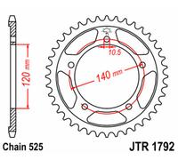 JT SPROCKETS Corona de acero estándar 1792 - 525