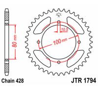 JT SPROCKETS Corona de acero estándar 1794 - 428