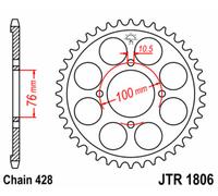 JT SPROCKETS Corona de acero estándar 1806 - 428