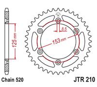 JT SPROCKETS Corona de acero estándar 210 - 520