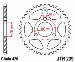 JT SPROCKETS Corona de acero estándar 239 - 420
