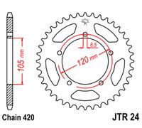 JT SPROCKETS Corona de acero estándar 24 - 420